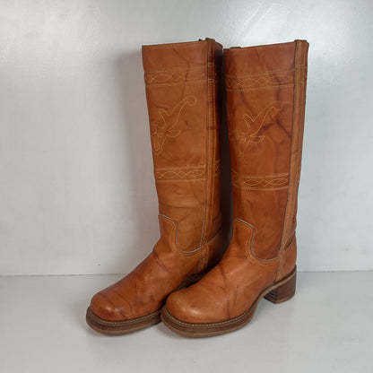 Vintage Women’s Longhorn Campus Boots 8 M USA Made Chunky