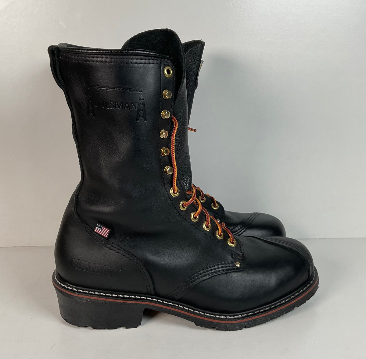 Carolina Linesman Boots | Soft Toe | Black Oil Tan | USA Made | Men’s 12 D
