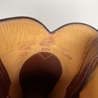 Vintage Justin Roper Boots | USA Made | Classic Brown | Men’s 7.5 D