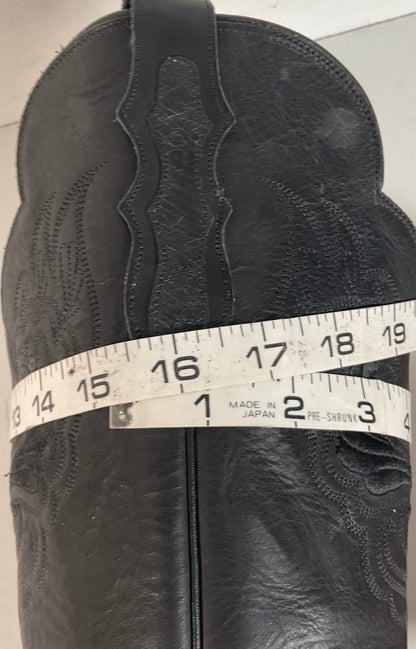 Justin Reba Tall Cowgirl Boots | Black Ostrich Quill | USA Made | 8 B