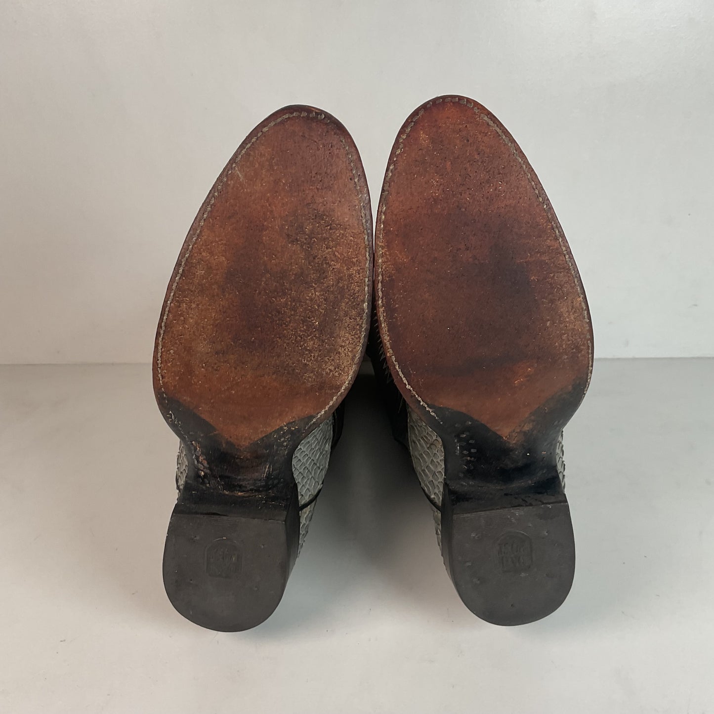 Vintage Dan Post Grey Python Cowgirl Boots 8 C USA Made