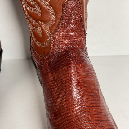 Vintage Tony Lama Teju Lizard Cowboy Boots | Gold Label | Narrow | Men’s 9.5 B