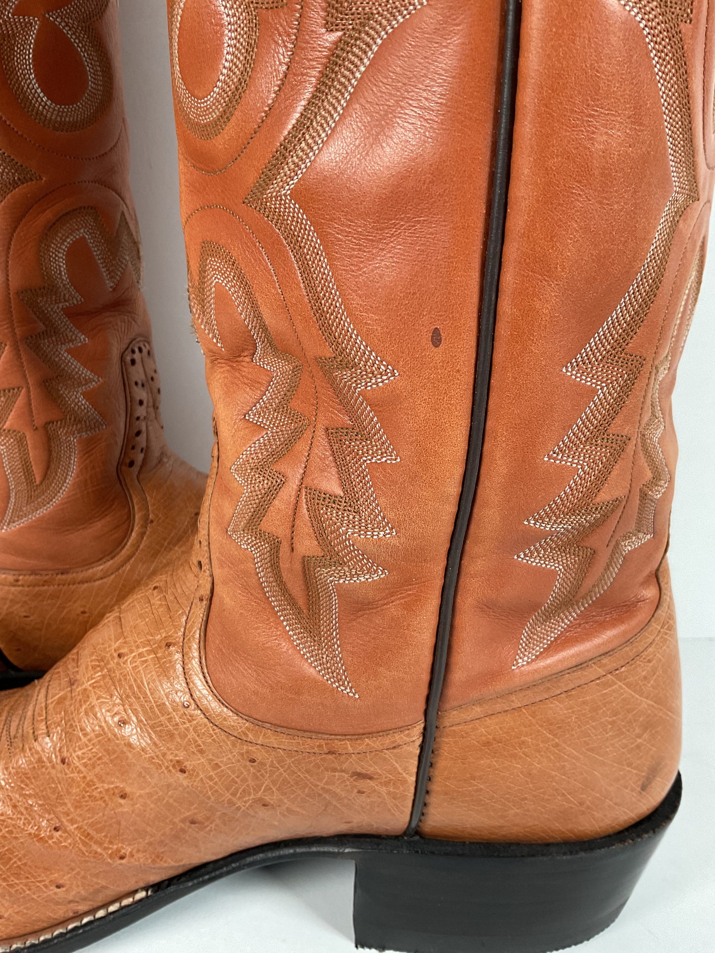 Rios Of Mercedes Smooth Ostrich Cowboy Boots 13 B Exotic USA Made