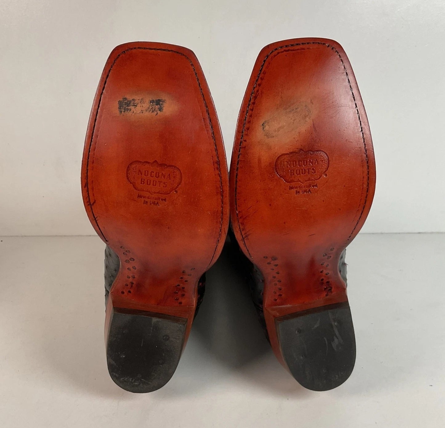 Nocona Ostrich Quill Cowboy Boots | USA Made | Black Cherry | 9 EE