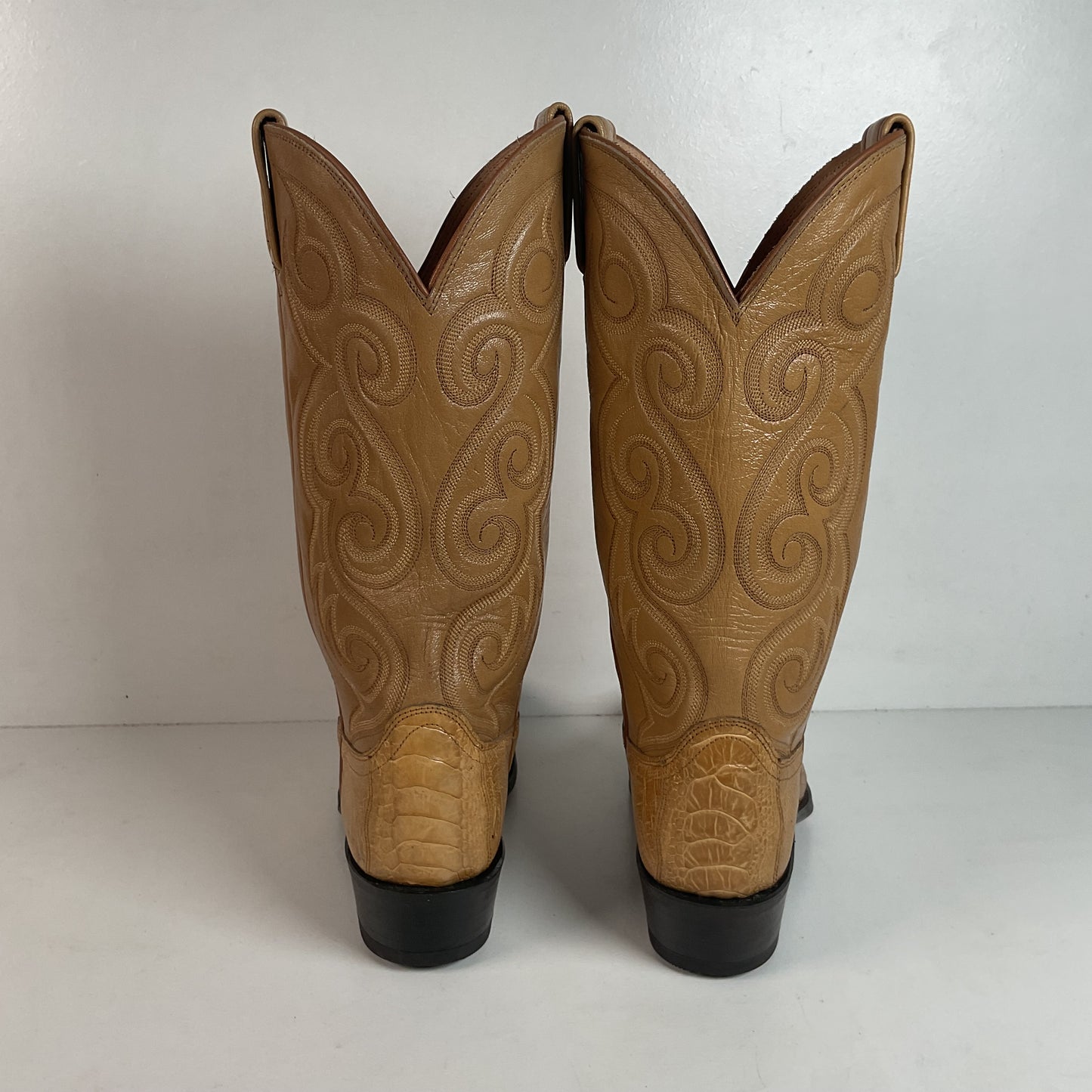 Dan Post Blonde Ostrich Leg Cowboy Boots 9 D Exotic