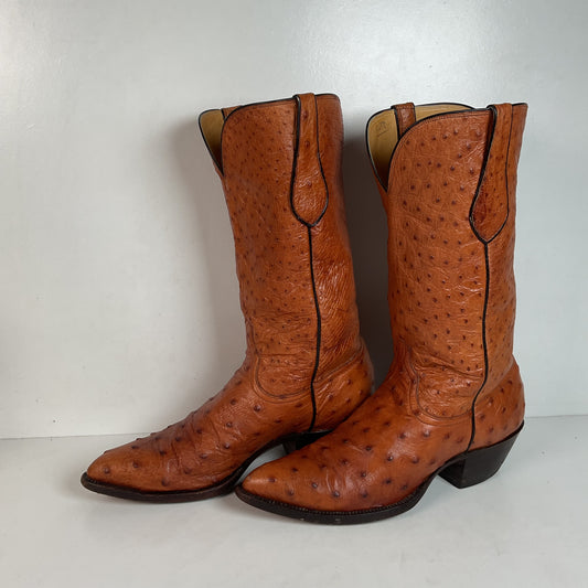 Custom Full Ostrich Quill Cowboy Boots 10 Wide Exotic Mule Ear