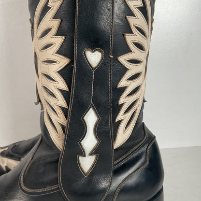 Vintage Thunderbird Cowboy Boots | Tooled Inlays | Mule Ear | 1960s | Men’s 9