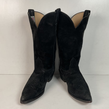 Vintage Nocona Black Suede Cowboy Boots 9 D USA Made Red Label