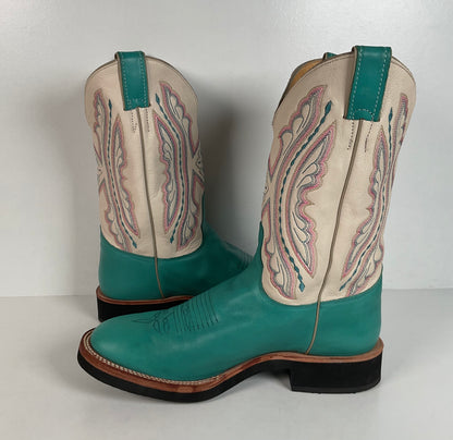 Justin Tekno Crepe Cowgirl Boots | USA Made | Turquoise | Women’s 10 B