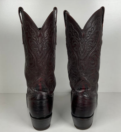Lucchese 2000 Smooth Ostrich Cowboy Boots | Black Cherry | Exotic | Men’s 8.5 D