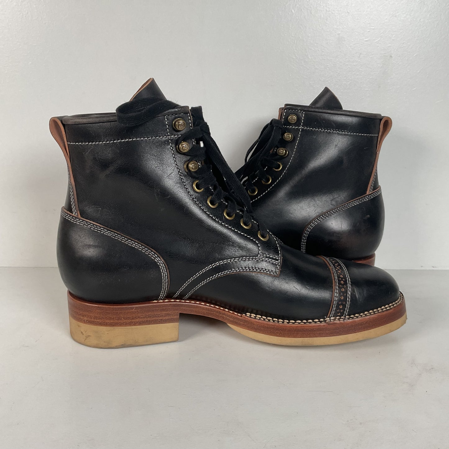 Flame Panda Cap Toe Boots | Lace Up | Custom | Men’s 9.5