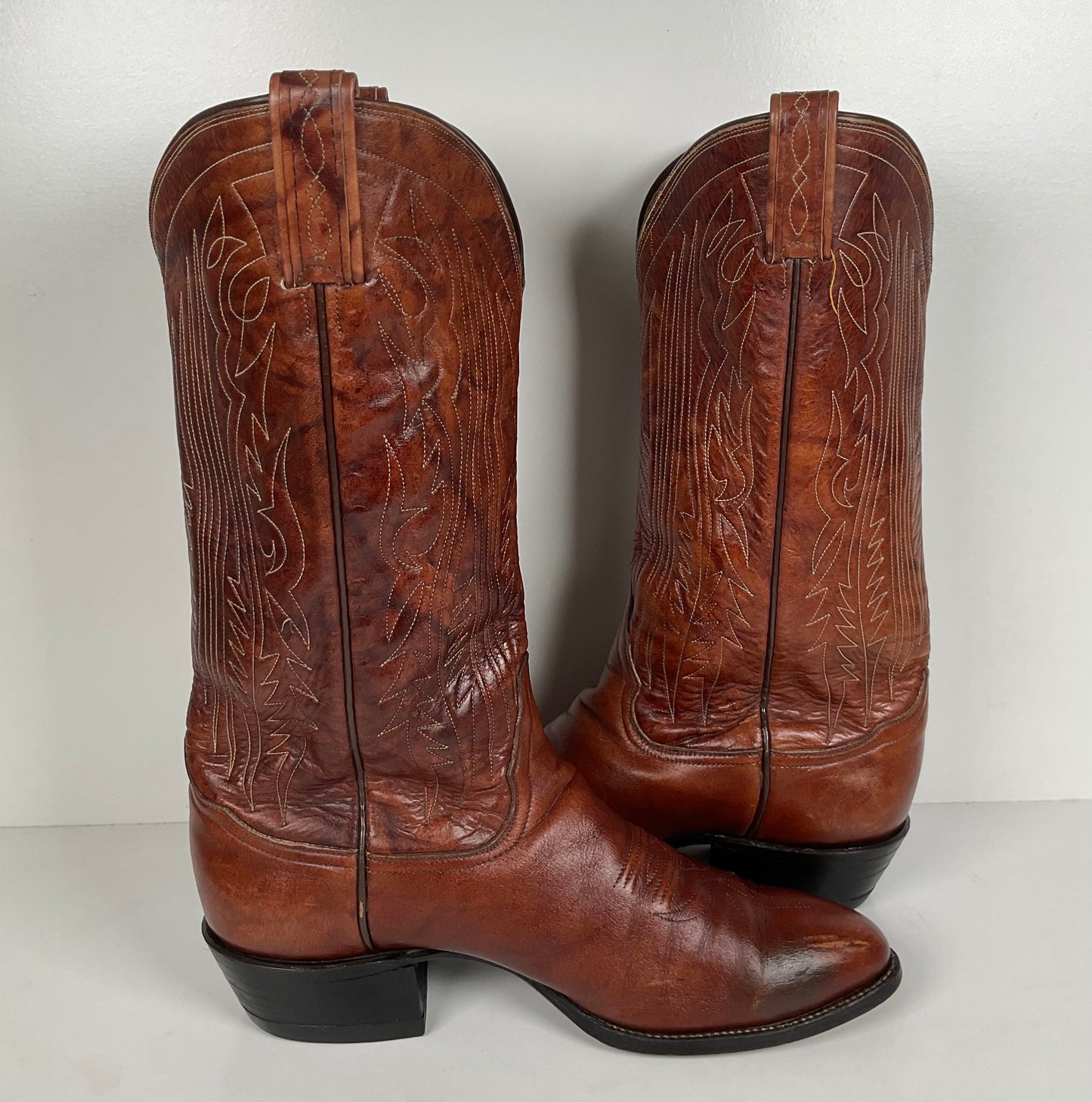 Vintage Tony Lama Cowboy Boots | Chocolate Cow | 1980s | Men’s 10 D