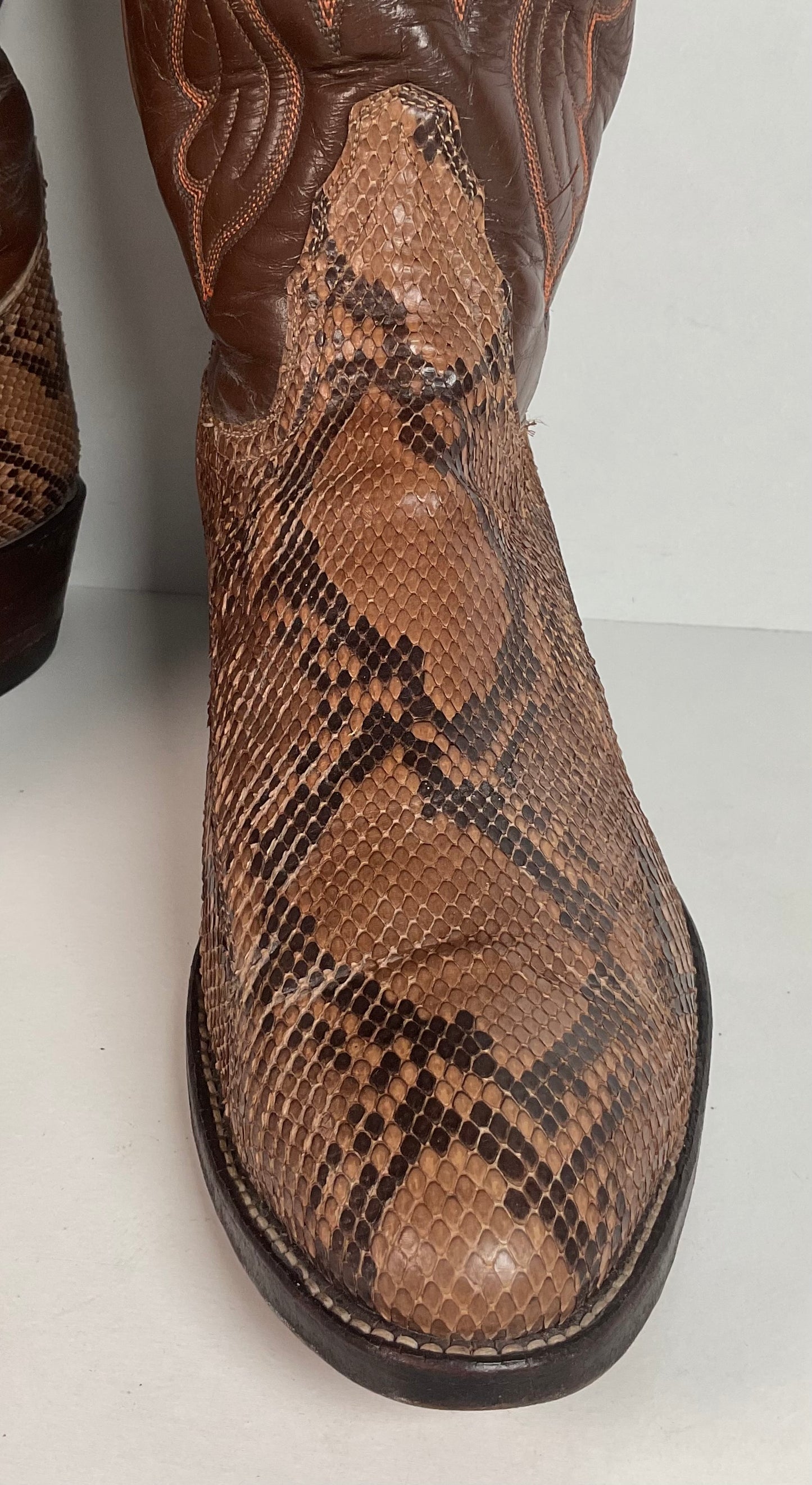 Vintage Tony Lama Python Snakeskin Cowboy Boots | USA Made | Gold Label | 10.5 D