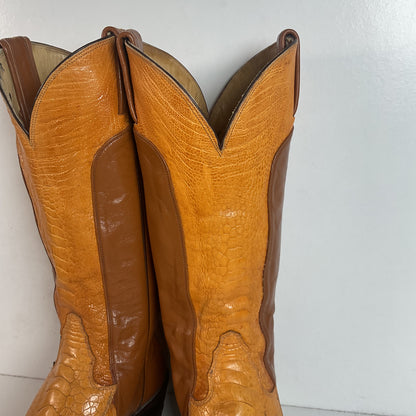 Vintage Tony Lama Ostrich Leg Cowboy Boots | Gold Label | Men’s 7 D | Women’s 8