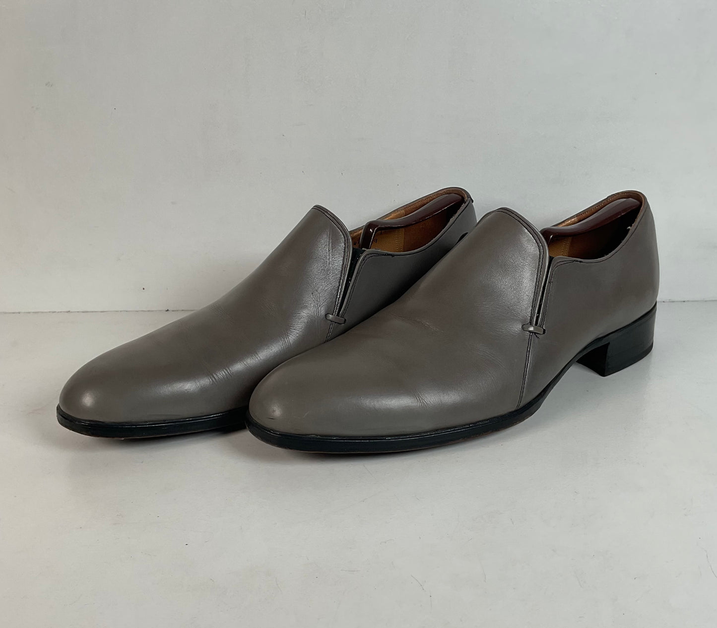 Vintage Johnston Murphy Aristocraft Grey Loafers 13 D Apron Toe USA Made