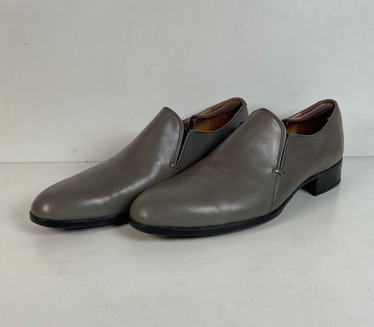 Vintage Johnston Murphy Aristocraft Grey Loafers 13 D Apron Toe USA Made