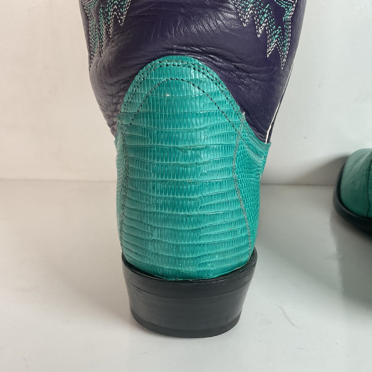 Dan Post Turquoise Cowgirl Boots 6 M Teju Lizard Vamp