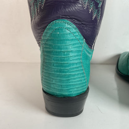 Dan Post Turquoise Cowgirl Boots 6 M Teju Lizard Vamp