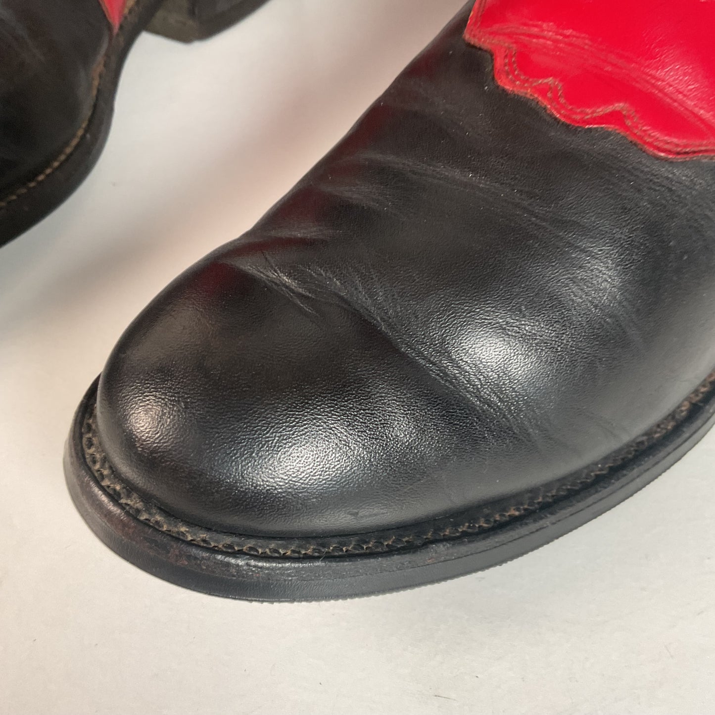 Olathe Western Roper Boots | Red & Black Calf | USA Made | Men’s 9 D