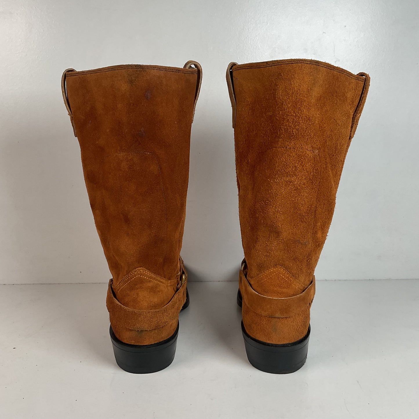 1970s Texas Suede Harness Boots 9 D USA Made Rough Out