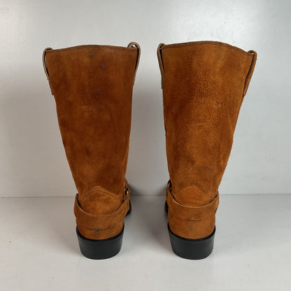 1970s Texas Suede Harness Boots 9 D USA Made Rough Out