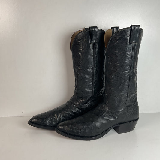 Vintage Nocona Black Ostrich Quill Cowboy Boots Men’s 11.5 B Exotic