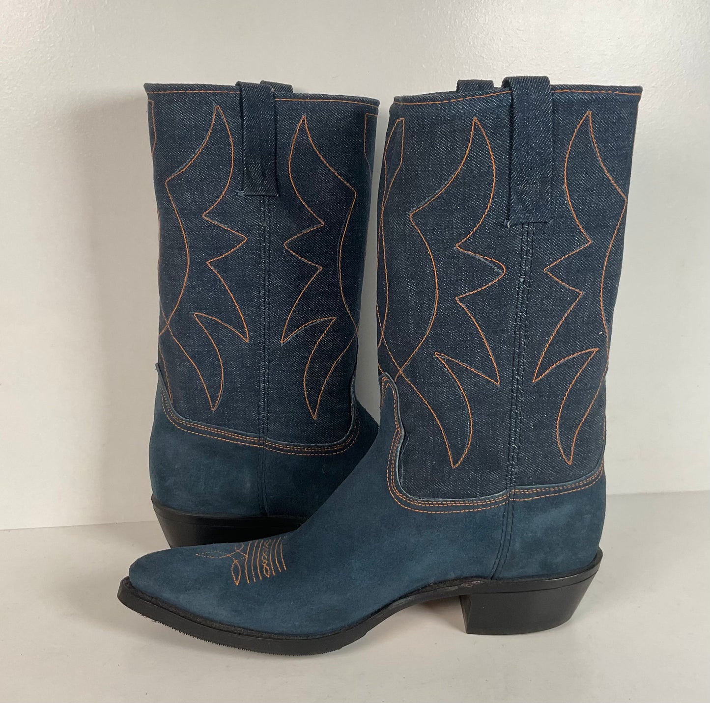 Vintage Blue Jean Denim Cowboy Boots | USA Made | 1970s | Men’s 11 D