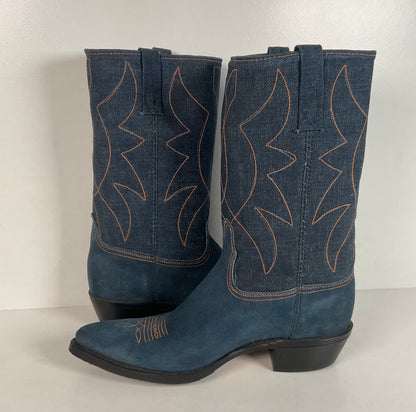 Vintage Blue Jean Denim Cowboy Boots | USA Made | 1970s | Men’s 11 D