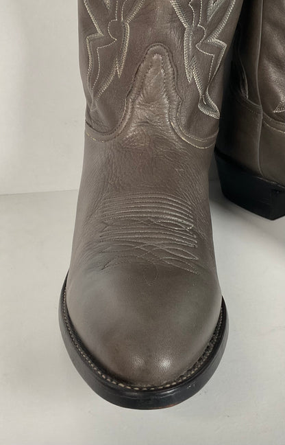 Vintage Nocona Bull Shoulder Cowboy Boots | USA Made | Grey | Men’s 12 D