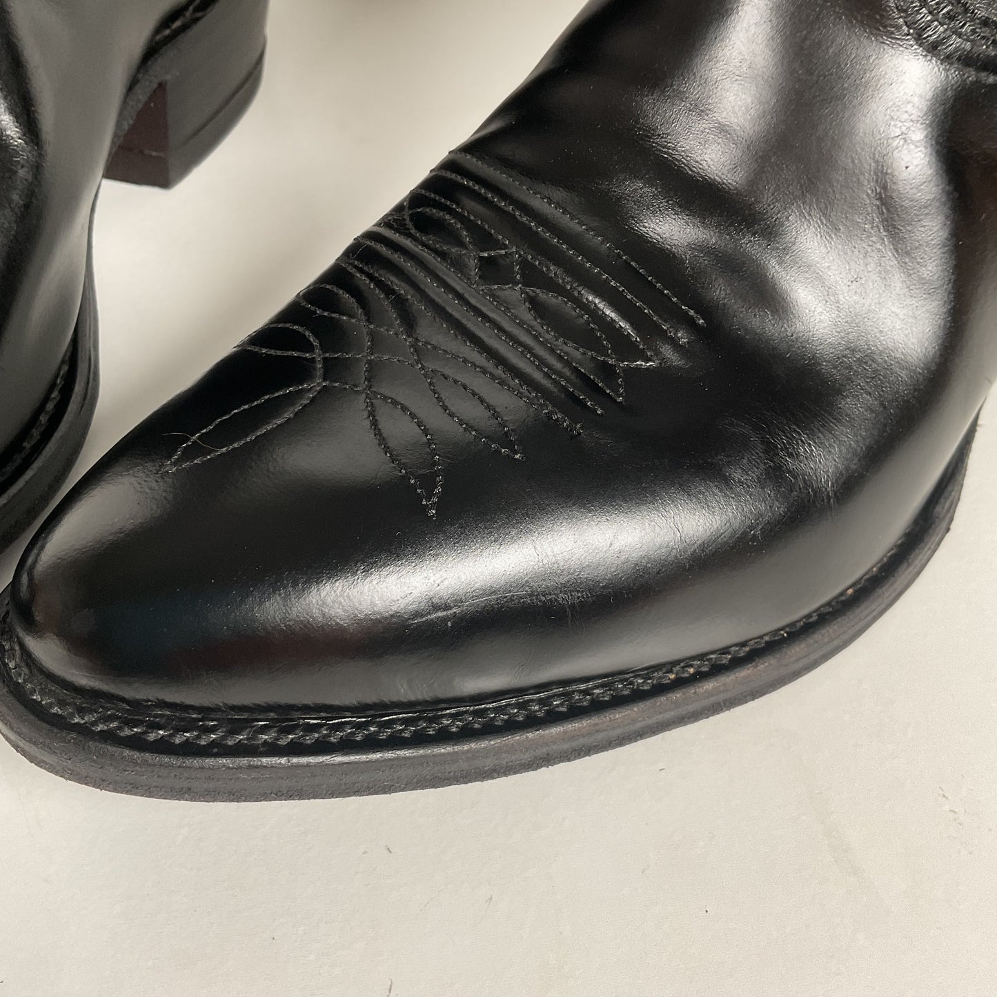 Vintage Nocona Cowboy Boots | Glossy Black Veal | USA Made | Men’s 9.5 EE