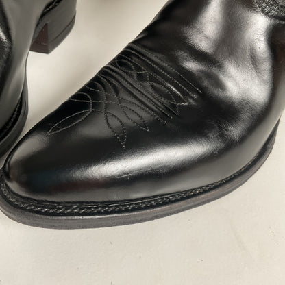 Vintage Nocona Cowboy Boots | Glossy Black Veal | USA Made | Men’s 9.5 EE