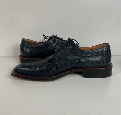 Mezlan Platinum Lizard Derby Loafers 9 M Dark Blue