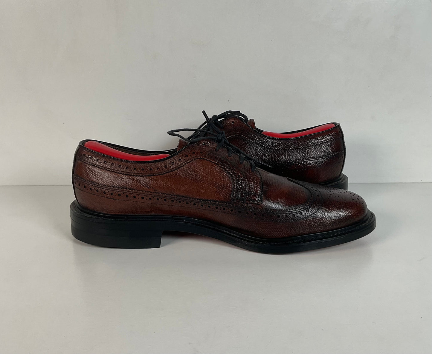 Vintage Stafford Longwing Derby Shoes 9.5 EEE Brogue Gunboat New Old Stock
