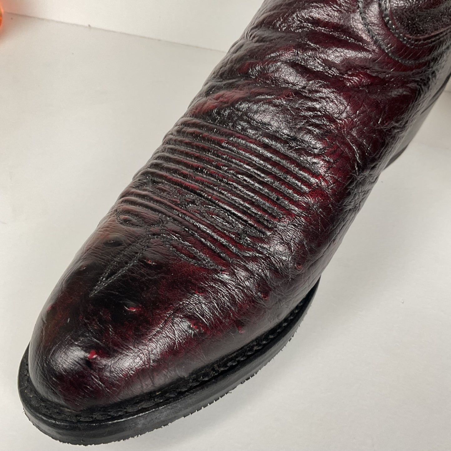 Lucchese 2000 Smooth Ostrich Cowboy Boots | Black Cherry | Exotic | Men’s 8.5 D