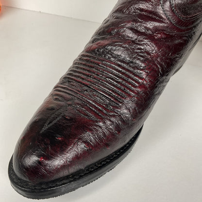 Lucchese 2000 Smooth Ostrich Cowboy Boots | Black Cherry | Exotic | Men’s 8.5 D