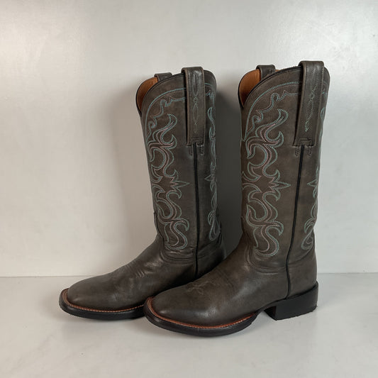 Lucchese Women’s Grey Cowgirl Boots 8.5 B Square Toe Recraft