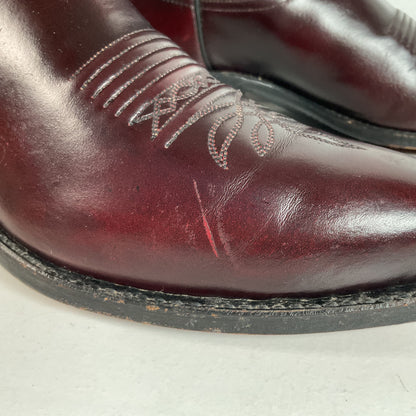 Vintage Dan Post Black Cherry Cowboy Boots — Tooled Inlay — 11 D