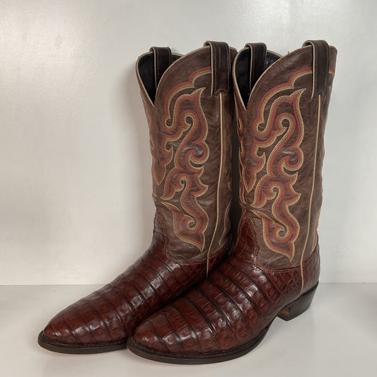 Nocona Exotic Caiman Crocodile Cowboy Boots 9 D Belly Cut USA
