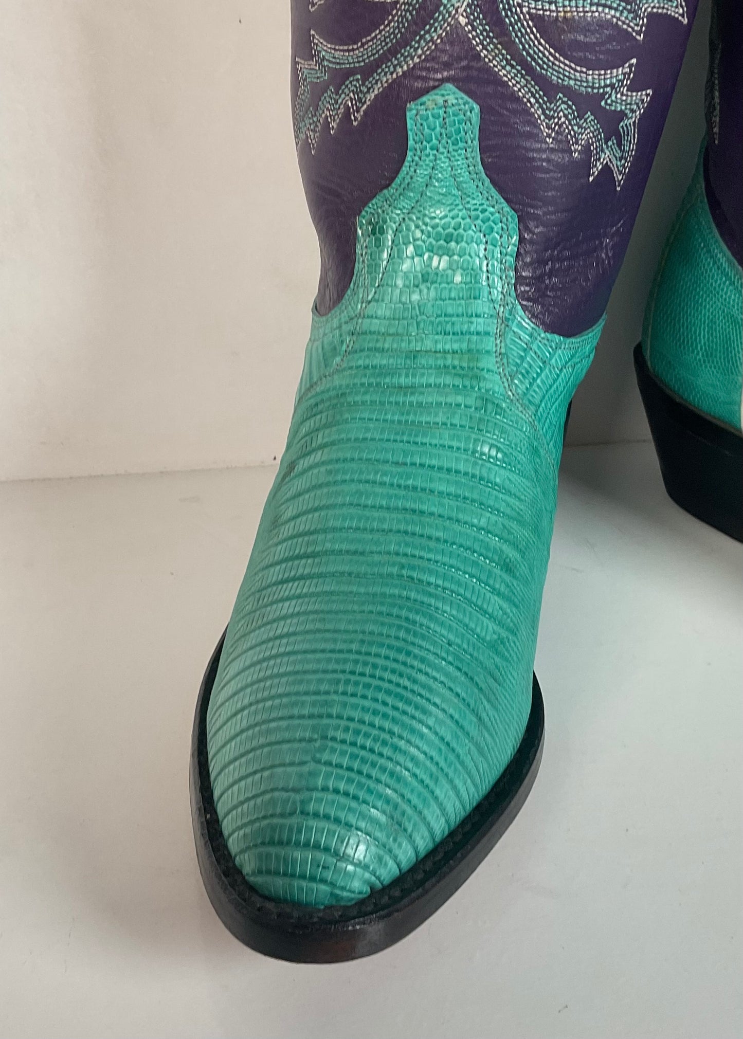 Dan Post Turquoise Cowgirl Boots 6 M Teju Lizard Vamp