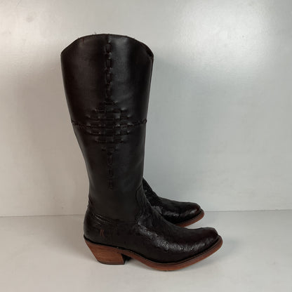 Justin’s Reba Mcalester Ostrich Cowgirl Boots 6.5 B Exotic Side Zip