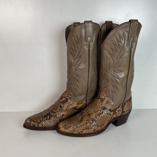 Dan Post Front Cut Python Cowboy Boots 9 D Snakeskin USA Vintage Recrafted