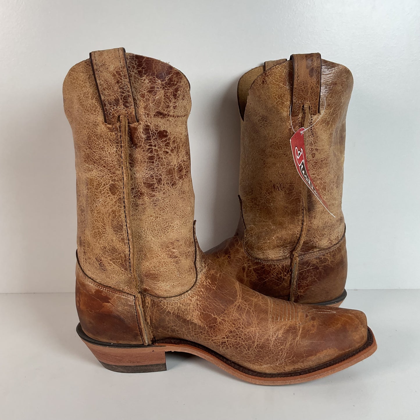 Justin Tan Road Cowboy Boots | Bent Rail | USA Made | Square Toe | Men’s 11 D