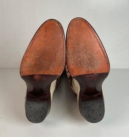 Vintage Laramie Handmade Cowgirl Boots 6.5 C Cranberry Inlay