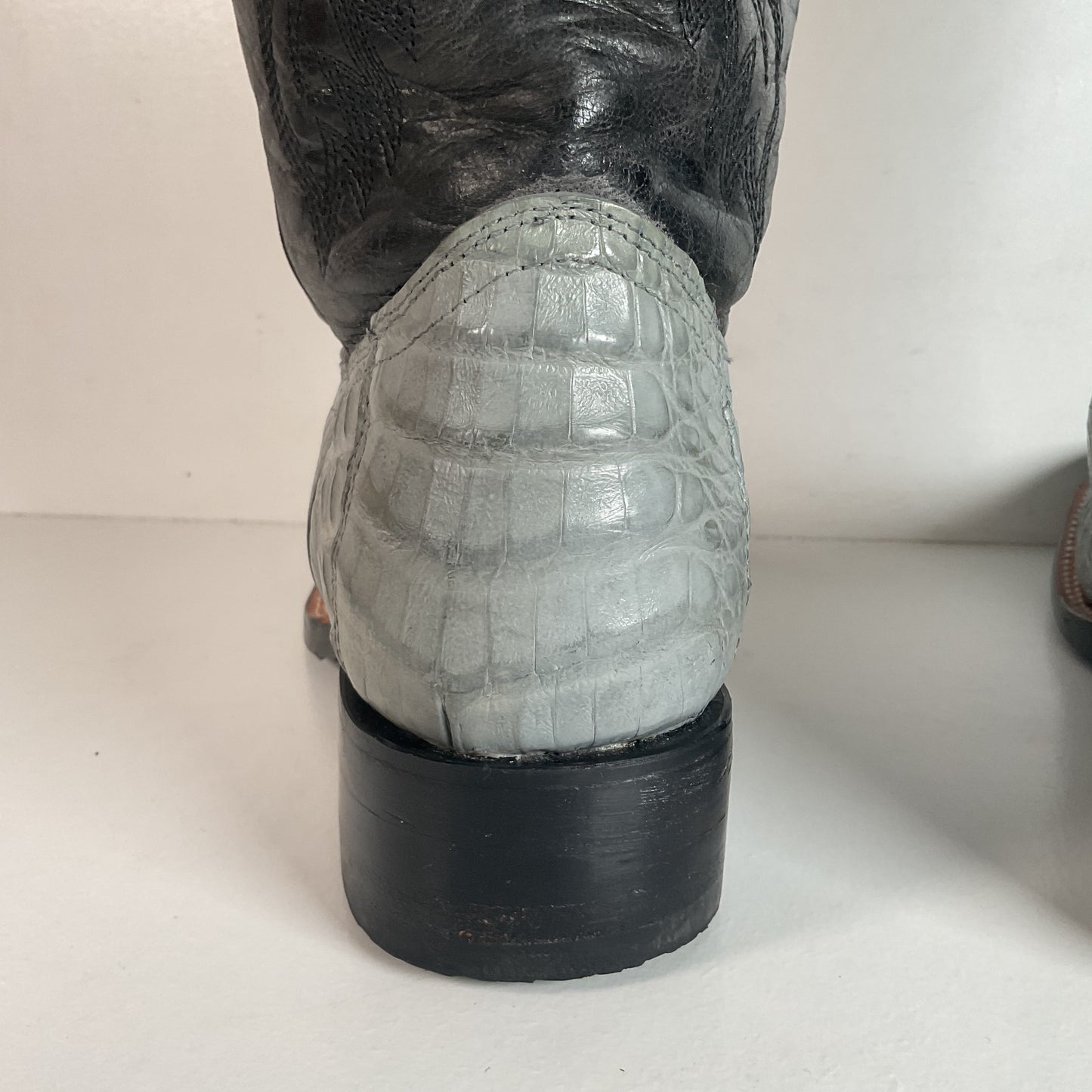 Los Altos Grey Caiman Crocodile Cowboy Boots 9 EE Exotic Belly Cut