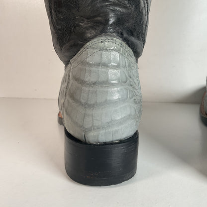 Los Altos Grey Caiman Crocodile Cowboy Boots 9 EE Exotic Belly Cut