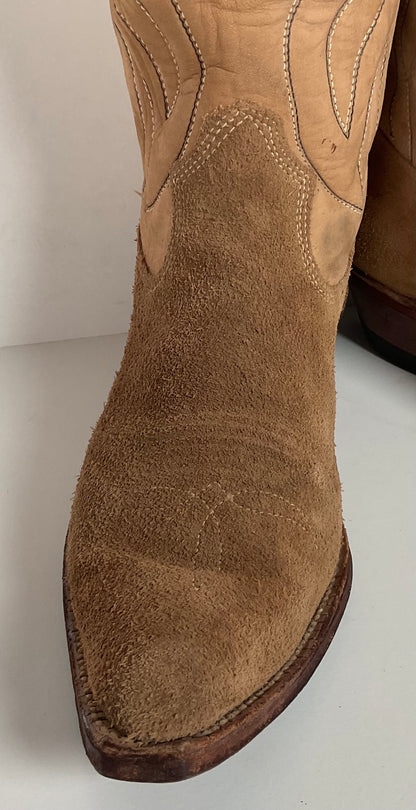 Vintage 1960s Rough Out Suede Cowboy Boots 10 D USA Made
