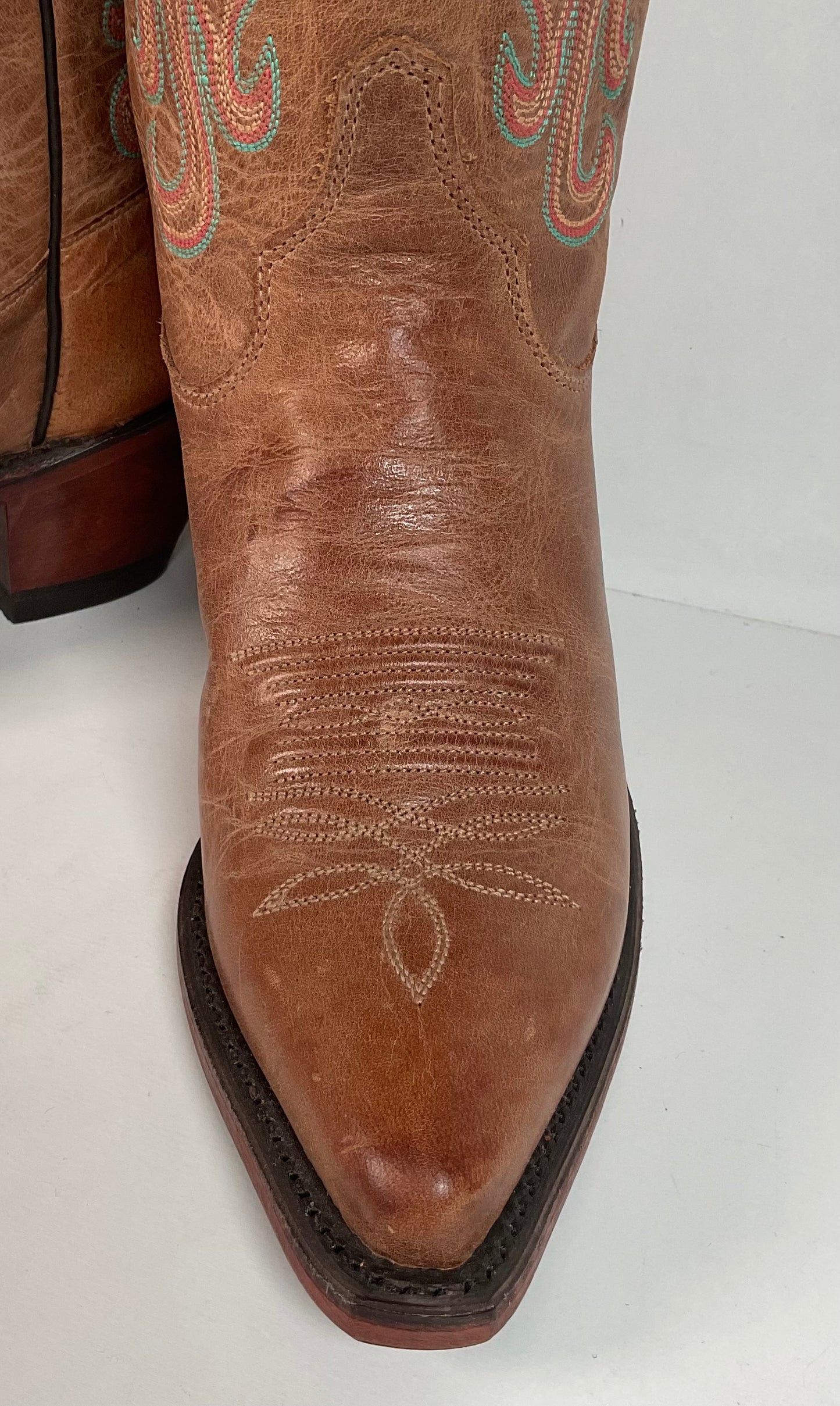 Justin Bent Rail Leather Cowgirl Boots 7 B New Without Box