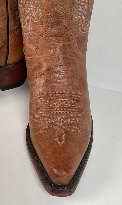Justin Bent Rail Leather Cowgirl Boots 7 B New Without Box