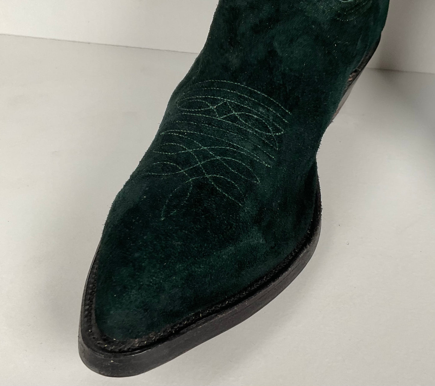 Vintage Nocona Wild Boar Cowboy Boots | Pig Skin Suede | Emerald Green | Men’s 11 E
