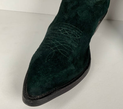 Vintage Nocona Wild Boar Cowboy Boots | Pig Skin Suede | Emerald Green | Men’s 11 E